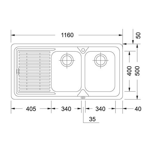 ΝΕΡΟΧΥΤΗΣ ΕΝΘΕΤΟΣ FRANKE Logica-LOL 621 116x50 cm. Ραβδώσεις Αριστερά